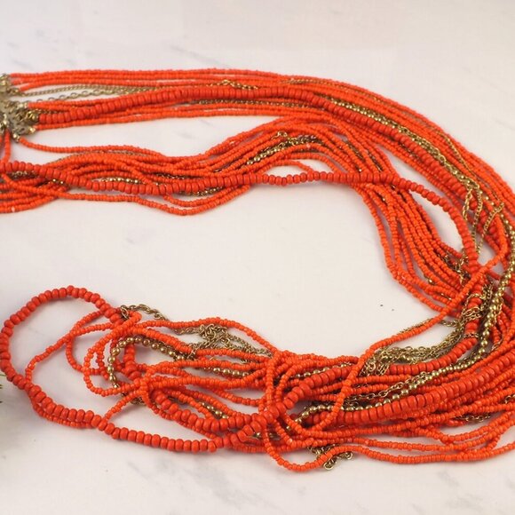 Multistrand Orange Long Necklace - Picture 3 of 12